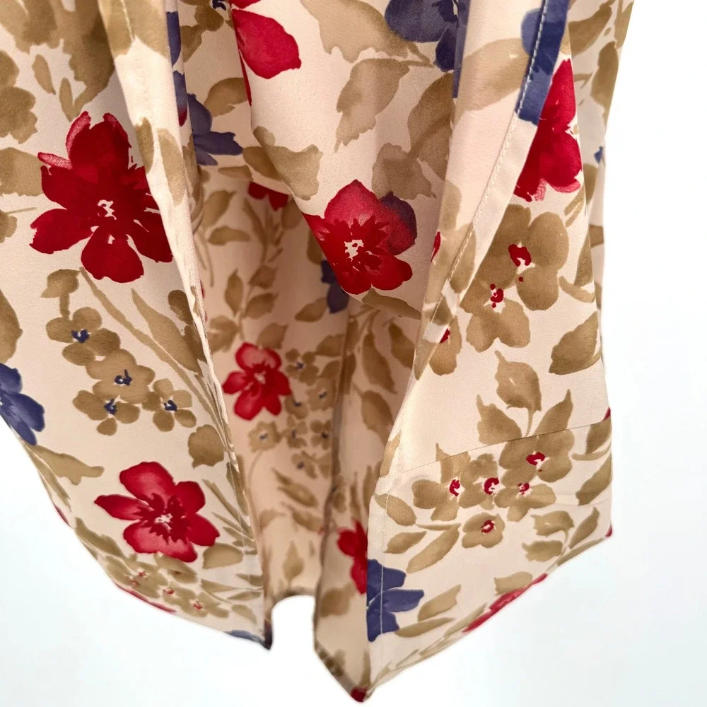 Sag‎ Harbor Petite Vintage Floral Midi Skirt Tan/Red/Purple Womens MP